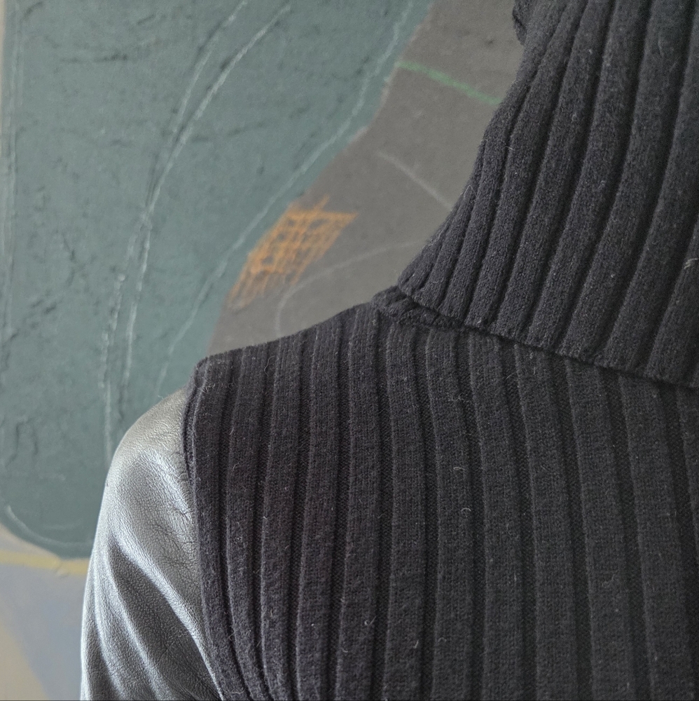 Rudsak | Rib Knit Sweater with Leather and Sheer Details - Picture 7 of 14